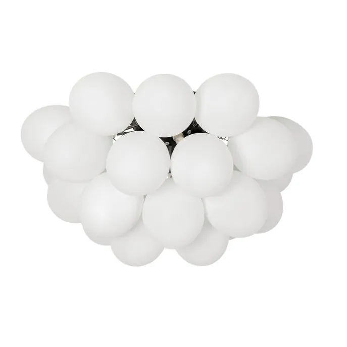 Art deco plafondlamp zwart met opaal glas 6-lichts - Uvas