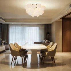 Art deco plafondlamp zwart met opaal glas 6-lichts - Uvas