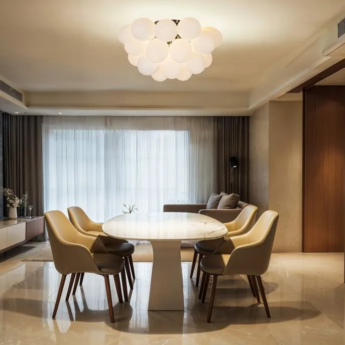 Art deco plafondlamp zwart met opaal glas 6-lichts - Uvas