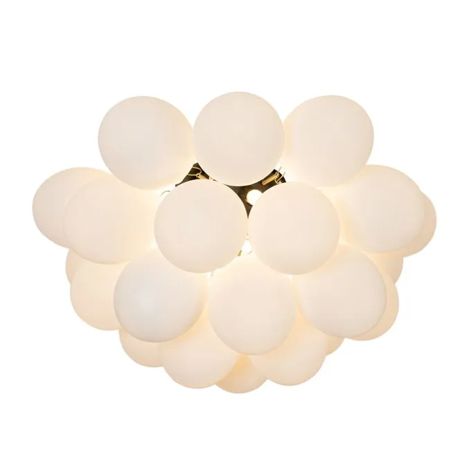 Art deco plafondlamp zwart met opaal glas 6-lichts - Uvas