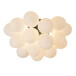 Art deco plafondlamp zwart met opaal glas 6-lichts - Uvas
