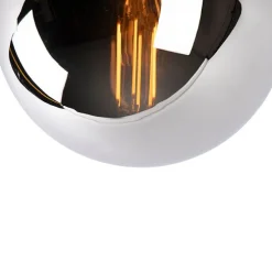 Art deco plafondlamp zwart met smoke glas - Pallon