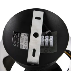 Art deco plafondlamp zwart met smoke glas - Pallon