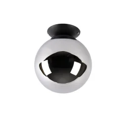 Art deco plafondlamp zwart met smoke glas - Pallon