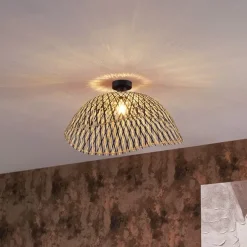 Art Deco plafondlamp zwart bamboe 60 cm - Alka