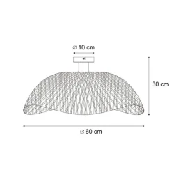 Art Deco plafondlamp zwart bamboe 60 cm - Alka