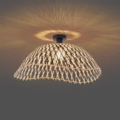 Art Deco plafondlamp zwart bamboe 60 cm - Alka