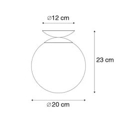 Art deco plafondlamp zwart met goud glas - pallon