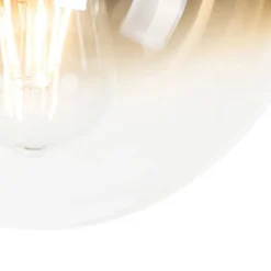 Art deco plafondlamp zwart met goud glas - pallon