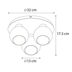 Art Deco plafondlamp zwart met smoke glas 3-lichts - Vidro