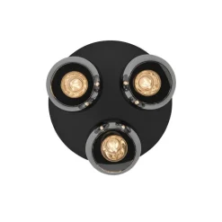 Art Deco plafondlamp zwart met smoke glas 3-lichts - Vidro