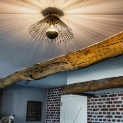 Art Deco plafondlamp zwart met lichteffect - Broom