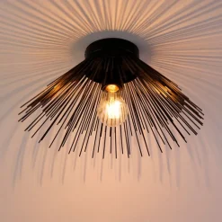 Art Deco plafondlamp zwart met lichteffect - Broom