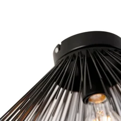 Art Deco plafondlamp zwart met lichteffect - Broom