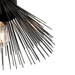 Art Deco plafondlamp zwart met lichteffect - Broom