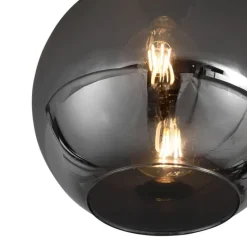 Art Deco plafondlamp zwart met smoke glas - Sandra