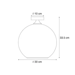 Art Deco plafondlamp zwart met smoke glas - Sandra