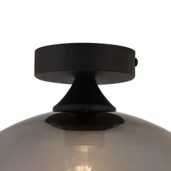 Art Deco plafondlamp zwart met smoke glas - Sandra