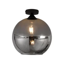 Art Deco plafondlamp zwart met smoke glas - Sandra