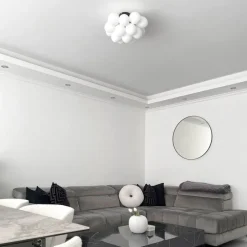 Art deco plafondlamp zwart met opaal glas 4-lichts - Uvas