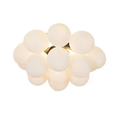 Art deco plafondlamp zwart met opaal glas 4-lichts - Uvas