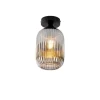 Art deco plafondlamp zwart met smoke glas - Banci