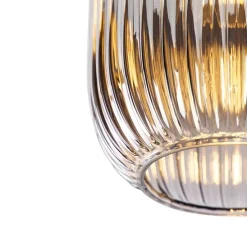 Art deco plafondlamp zwart met smoke glas - Banci