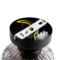 Art deco plafondlamp zwart met smoke glas - Banci