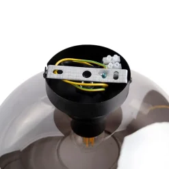 Art Deco plafondlamp zwart met smoke glas - Busa