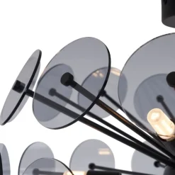 Art Deco plafondlamp zwart met smoke - Atomic