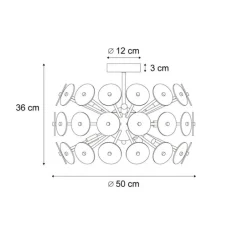 Art Deco plafondlamp zwart met smoke - Atomic