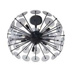Art Deco plafondlamp zwart met smoke - Atomic
