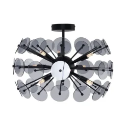 Art Deco plafondlamp zwart met smoke - Atomic