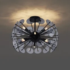 Art Deco plafondlamp zwart met smoke - Atomic