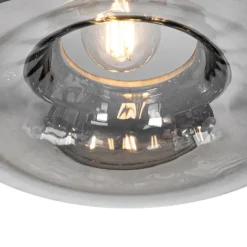 Art Deco plafondlamp zwart met smoke glas - Ayesha
