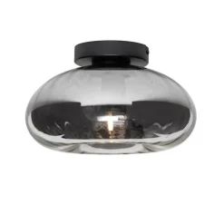 Art Deco plafondlamp zwart met smoke glas - Ayesha