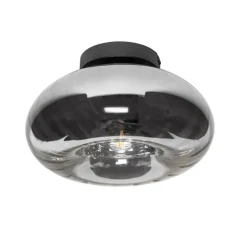 Art Deco plafondlamp zwart met smoke glas - Ayesha