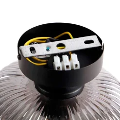 Art deco plafondlamp zwart met smoke glas - Karel