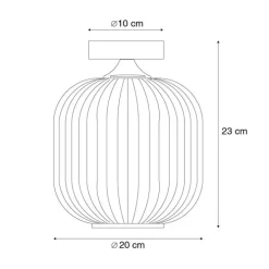 Art deco plafondlamp zwart met smoke glas - Karel