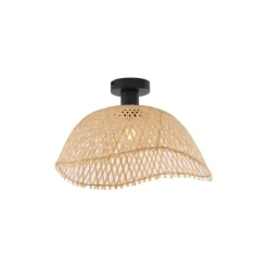 Art Deco plafondlamp zwart met naturel bamboe 40cm - Alka