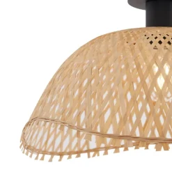 Art Deco plafondlamp zwart met naturel bamboe 40cm - Alka