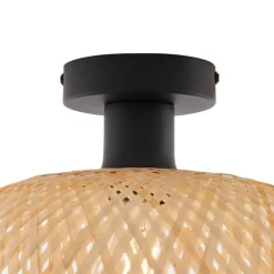 Art Deco plafondlamp zwart met naturel bamboe 40cm - Alka