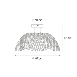 Art Deco plafondlamp zwart met naturel bamboe 40cm - Alka