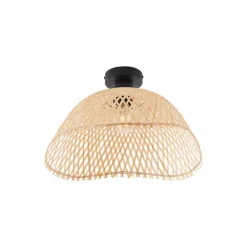 Art Deco plafondlamp zwart met naturel bamboe 40cm - Alka