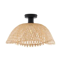 Art Deco plafondlamp zwart met naturel bamboe 40cm - Alka