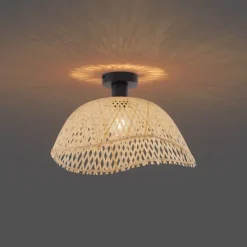 Art Deco plafondlamp zwart met naturel bamboe 40cm - Alka