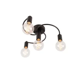 Art deco plafondlamp zwart 4-lichts - Facil