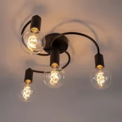 Art deco plafondlamp zwart 4-lichts - Facil