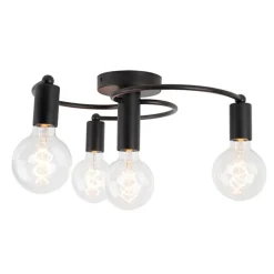 Art deco plafondlamp zwart 4-lichts - Facil
