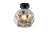 Art Deco plafondlamp zwart met smoke glas - Sphere